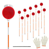 AHKUNMT front view of 10-piece marker pack showing reflectors and poles for clear driveway guidance
