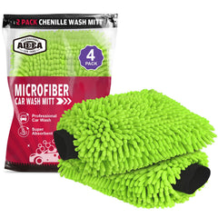 AIDEA front view of four green mitts showing packaging and product benefits