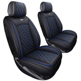Aierxuan front seat covers on Silverado front packaging showing fit and benefit