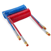 Ailbiuko front view showing 15ft coiled air hose and packaging, durable design benefit
