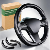 Aimato front view on Tesla wheel showing precise fit and enhanced cabin look