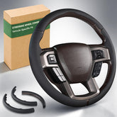 Aimato front view of steering wheel cover showing exact fit and premium look