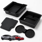 AIRVOLT front view installed in Tesla Model Y, adds organized storage
