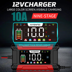 AIYONFEI alligator clamps attached to battery terminals for secure, safe connection benefit