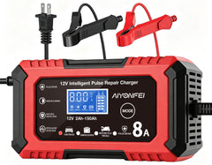 AIYONFEI front view of charger showing compact design and controls for easy storage