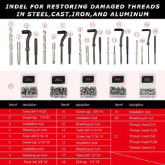 AKM drill and tap set laid out to show comprehensive imperial and metric sizes
