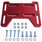 AKSGKGQ front view of red mount plate showing bolt pattern and benefit of secure fit