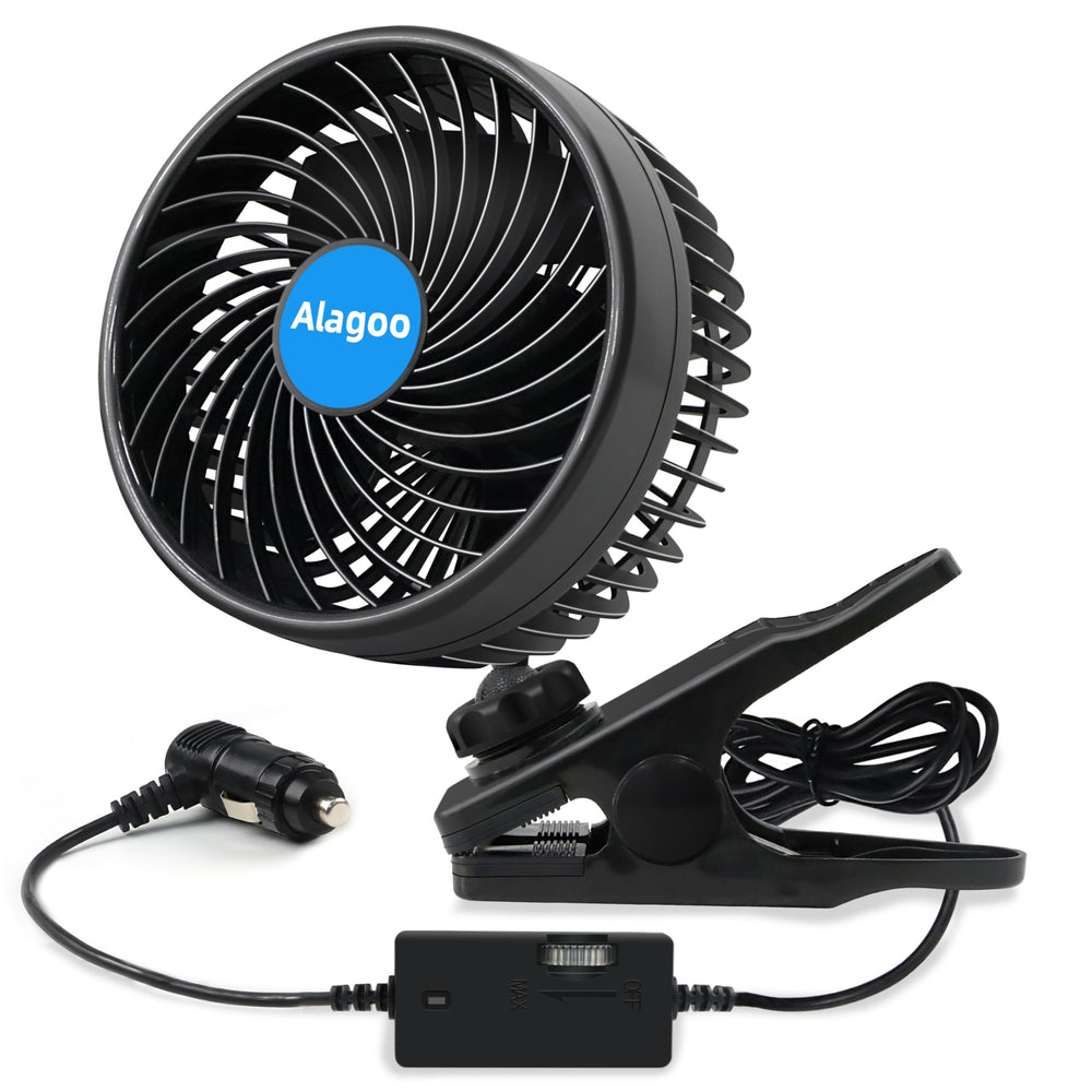 Alagoo front view of 6-inch fan showing blades and grill for targeted cooling