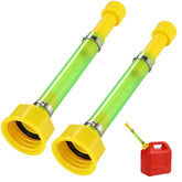 Alepoeza front view of yellow spout attached to gas can showing immediate usability