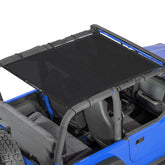 Alien Sunshade front installed on Wrangler showing sun protection benefit