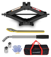 ALIXUEQIN front view of scissor jack showing sturdy frame and capacity benefit