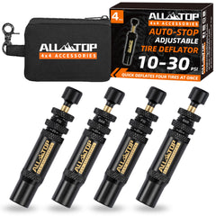 ALL-TOP front view of kit showing four deflators and pouch for easy organization