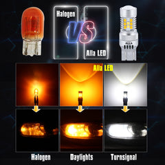 Alla Lighting bulb installed showing crisp white DRL visibility