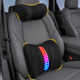 Allaboutsla front view of neck headrest and lumbar pillow set showing complete kit and benefit of combined support