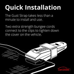 AllGuard in use on sedan showing installed straps and wind protection benefit