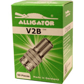Alligator V2B front view pack showing 50 caps and quick-install benefit