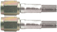 Allstar Performance braided hose front view showing stainless braid and fittings for durable routing