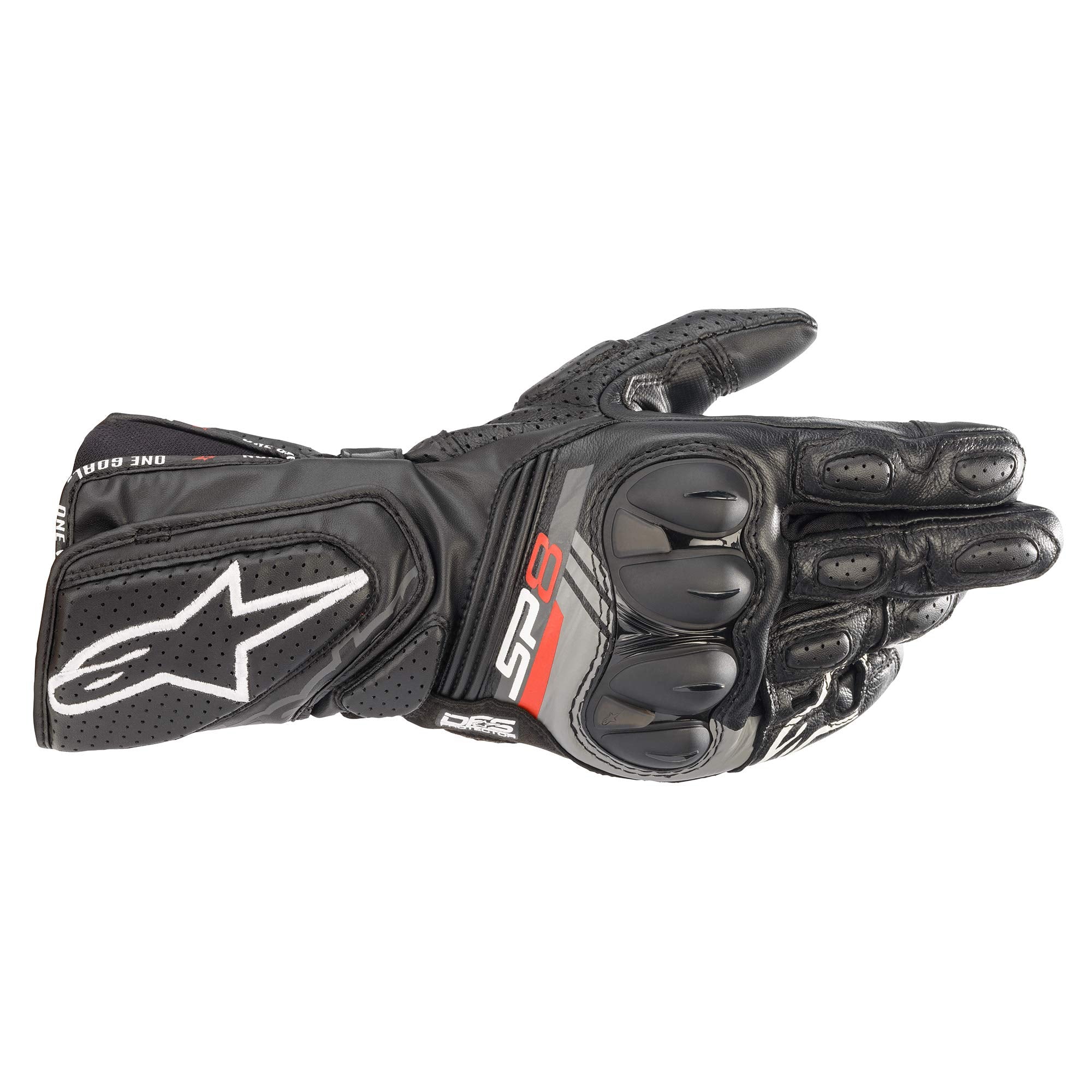 Alpinestars SP-8 V3 front gauntlet view showing protective coverage and sleek profile