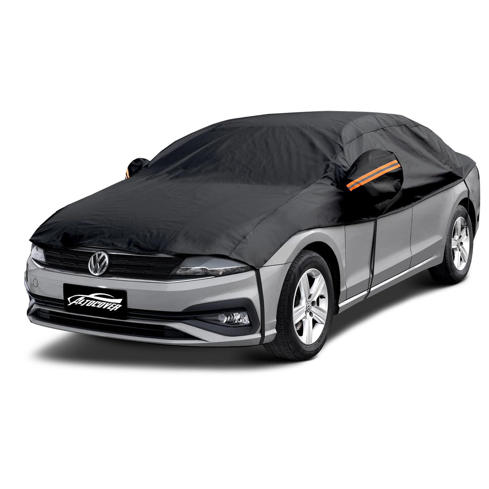 AltoCover front view half car cover showing full windshield protection and neat fit
