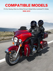 Amazicha side profile installed on a Harley highlighting reduced wind exposure and style