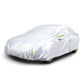 Amazon Basics front view of full sedan cover showing overall protection and fit