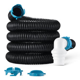 Amazon Basics front view showing entire 20 ft sewer hose kit and components, durable design