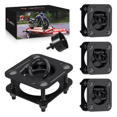 AMBULL front view of four black recessed D-ring anchors showing flush mount benefit