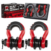 AMBULL red snatch block front view showing robust shackle and pulley for safer recoveries