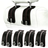Amelity front view showing four black headrest hooks and clean fit