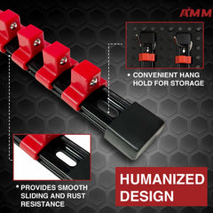 AMM socket rails with shallow and deep sockets installed for fast tool selection