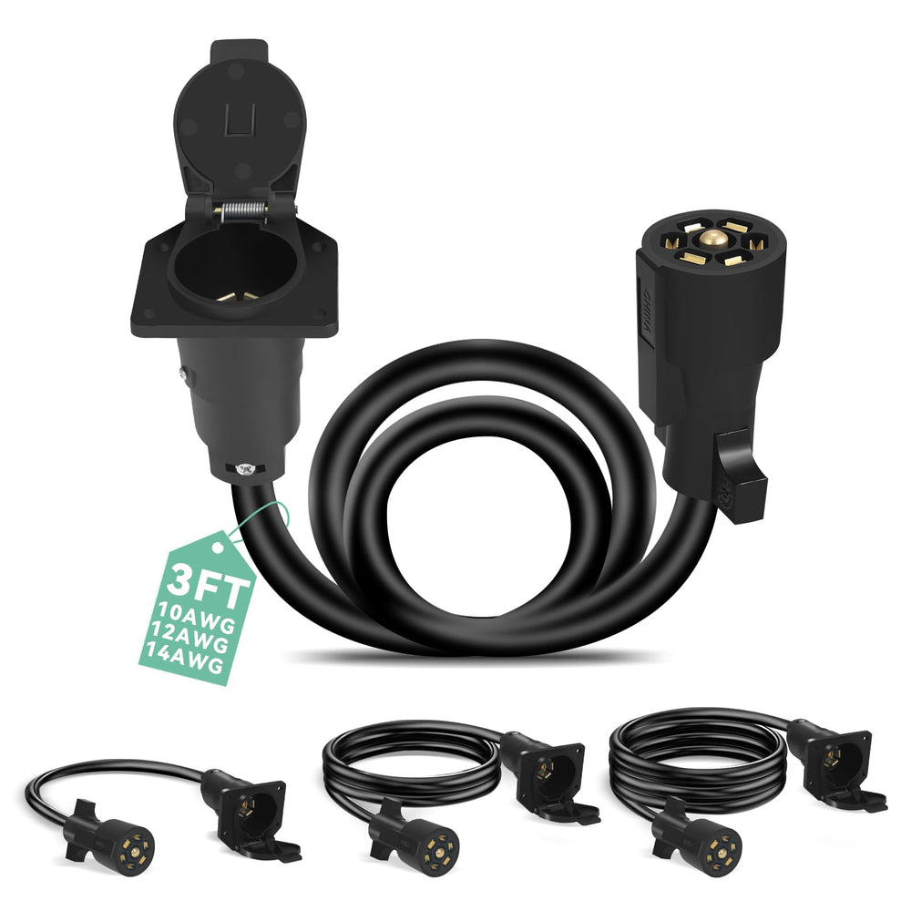 Anayguto front view of 7-way plug extension showing secure fit and easy hookup