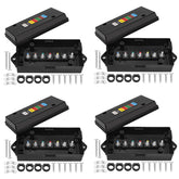 Anayguto front view of black 7-way junction box showing sealed cover and mounting holes for durable protection