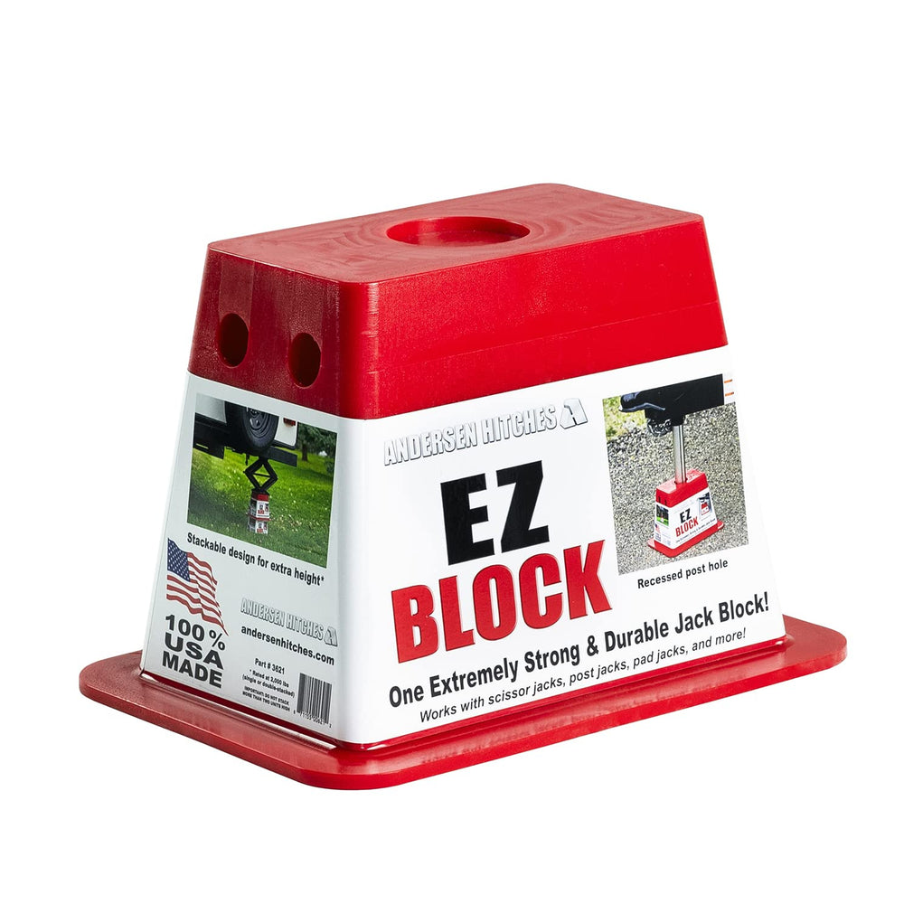 Andersen Hitches front view of EZ Jack Block showing stable base and shape benefit stability