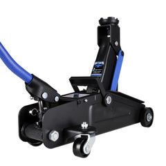 ANTPOWER front view of floor jack showing compact profile and wheels for easy positioning