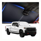 Aokdom front view of sun shade showing full windshield coverage and heat reduction