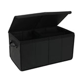AOKJOY front view of open organizer showing three compartments and lid for tidy storage