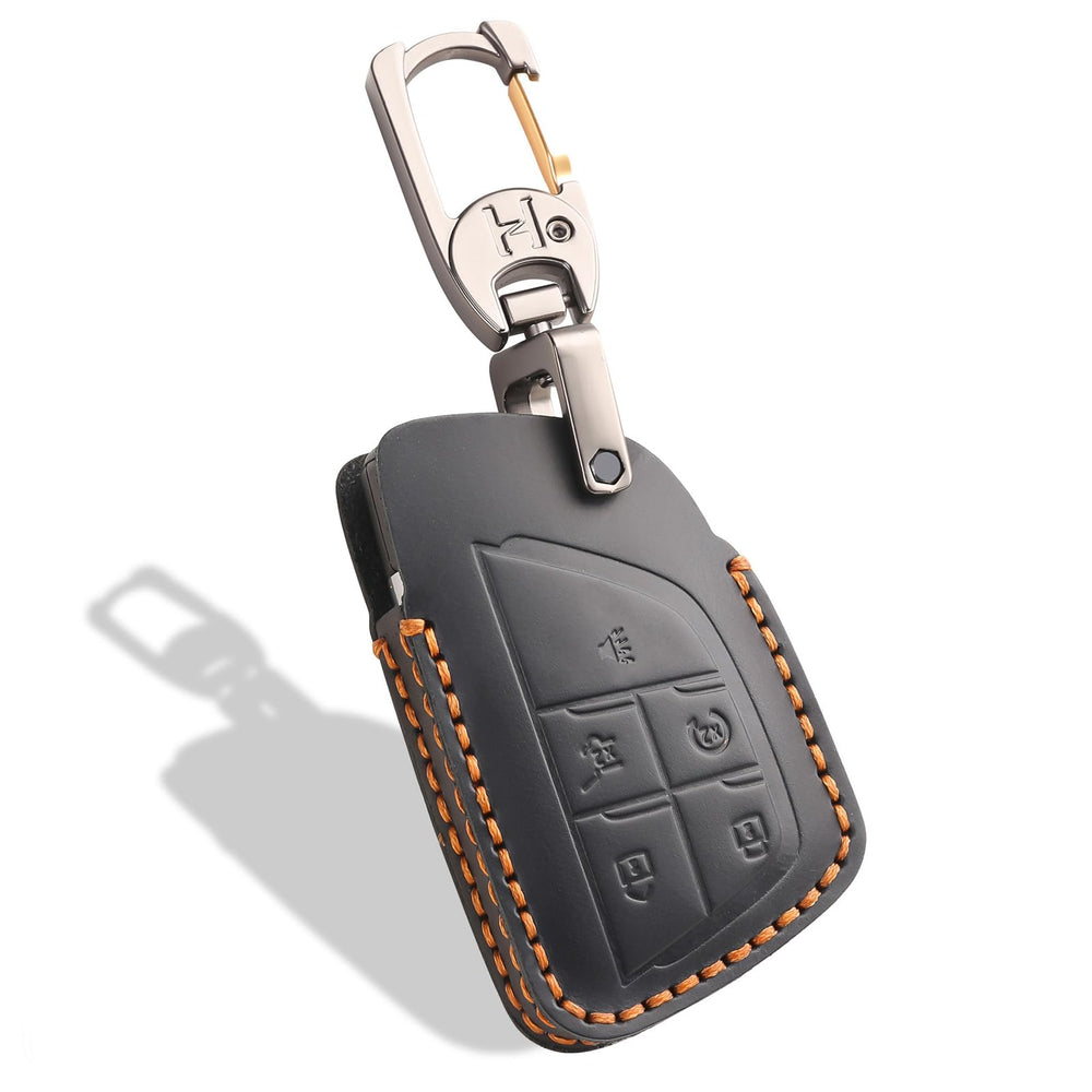 Aoocar leather key fob cover front view showcasing sleek retro protection
