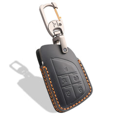 Aoocar leather key fob cover front view showcasing sleek retro protection