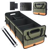 AOPHY trunk organizer front view showing capacity and neat storage