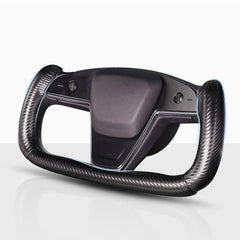 Aotoyou steering wheel cover front view showing clean carbon-fiber look and improved style