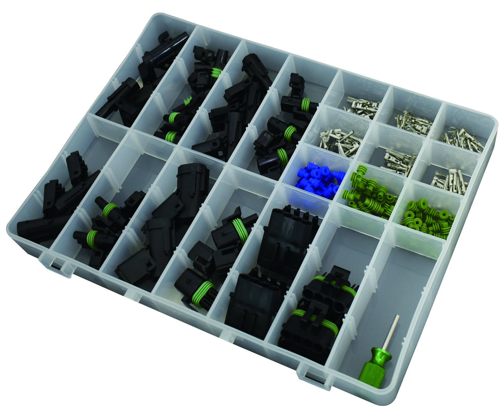 AP Astro Pneumatic 9476 kit front view showing housings, terminals, seals and release tool for fast assembly