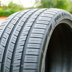 Aplus tread close-up showing semi-slick pattern for superior dry grip