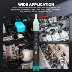 APOWFIX tester LEDs and buttons illuminated to indicate test results — clear feedback