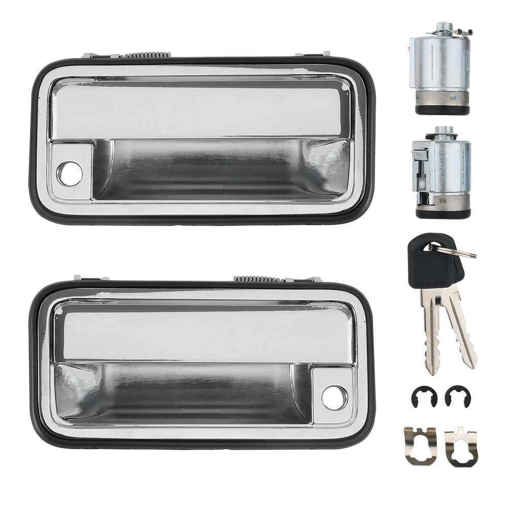 APPERFiT front door handles in chrome showing complete kit and packaging benefit durable fit