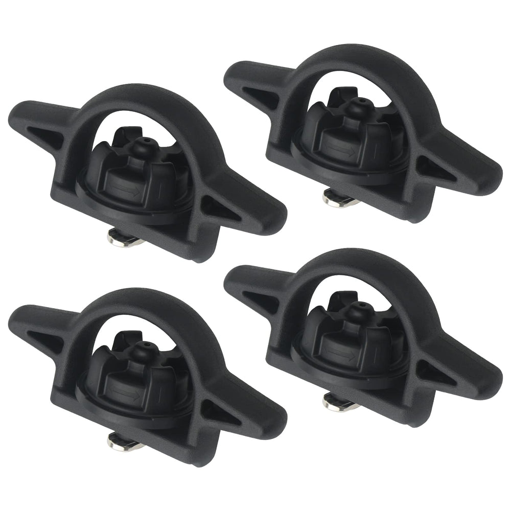 APPERFiT front view of four black bed cleat anchors showing OEM fit and clean finish