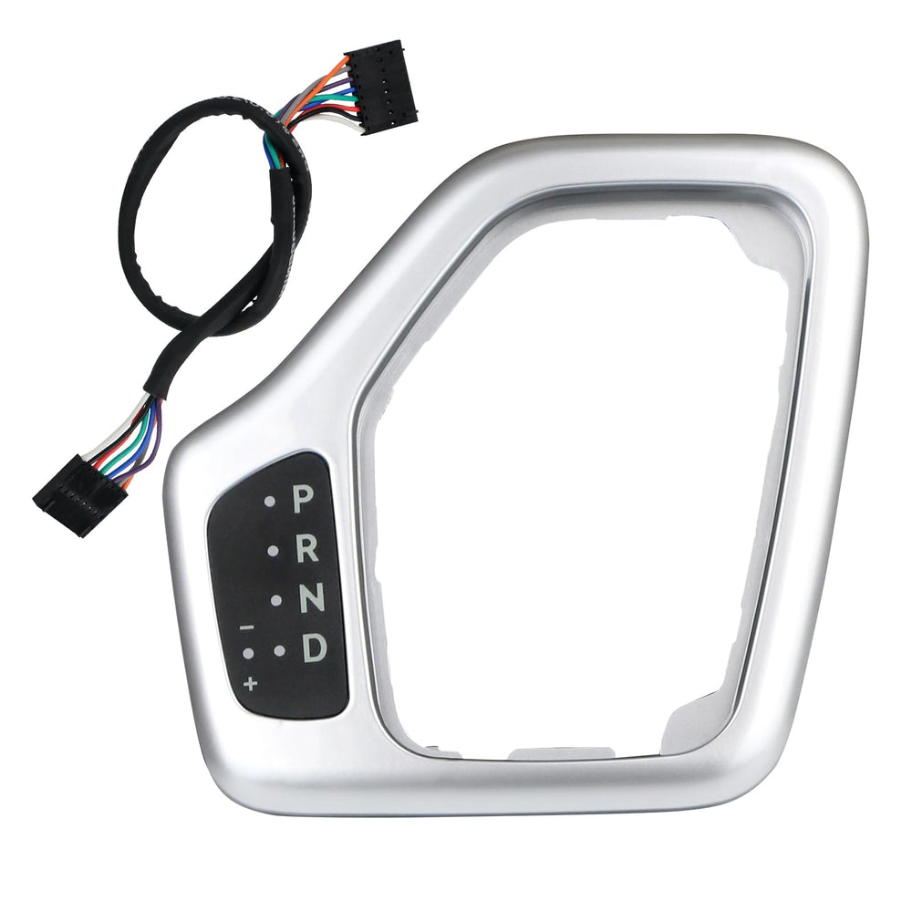 APPERFiT front view of silver shifter bezel showing OEM fit and clean finish