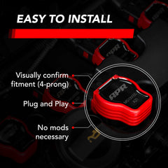 APR ignition coil MS100208 red casing closeup showing robust construction benefit