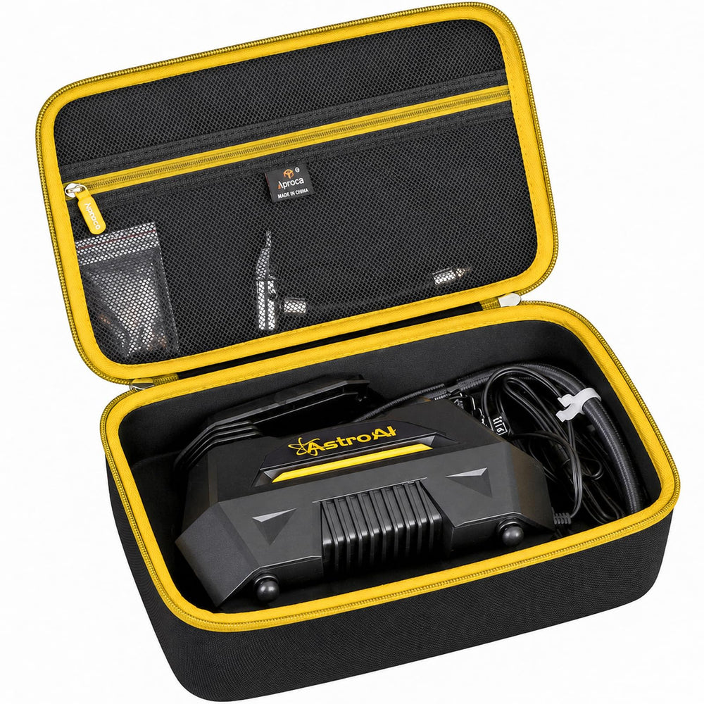 Aproca case front view showing snug fit and protective shell for quick transport