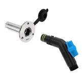 Aquor front flush-mount inlet showing low-profile appearance and easy access