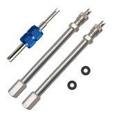 Aracey front view of two 4-inch valve extenders showing durable brass finish and benefit of easy access